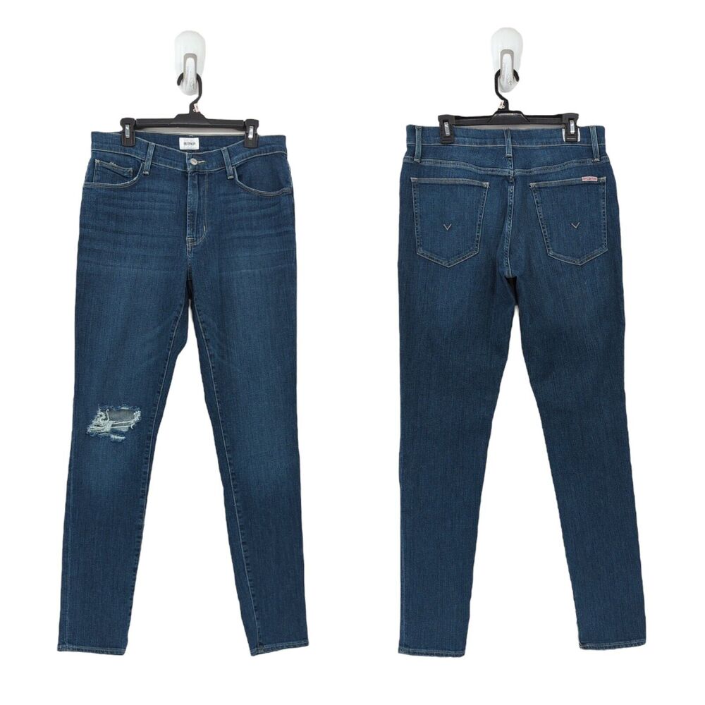 Hudson Men 32 Zane Jeans Blue Skinny Denim Distressed Destroyed Pockets NEW